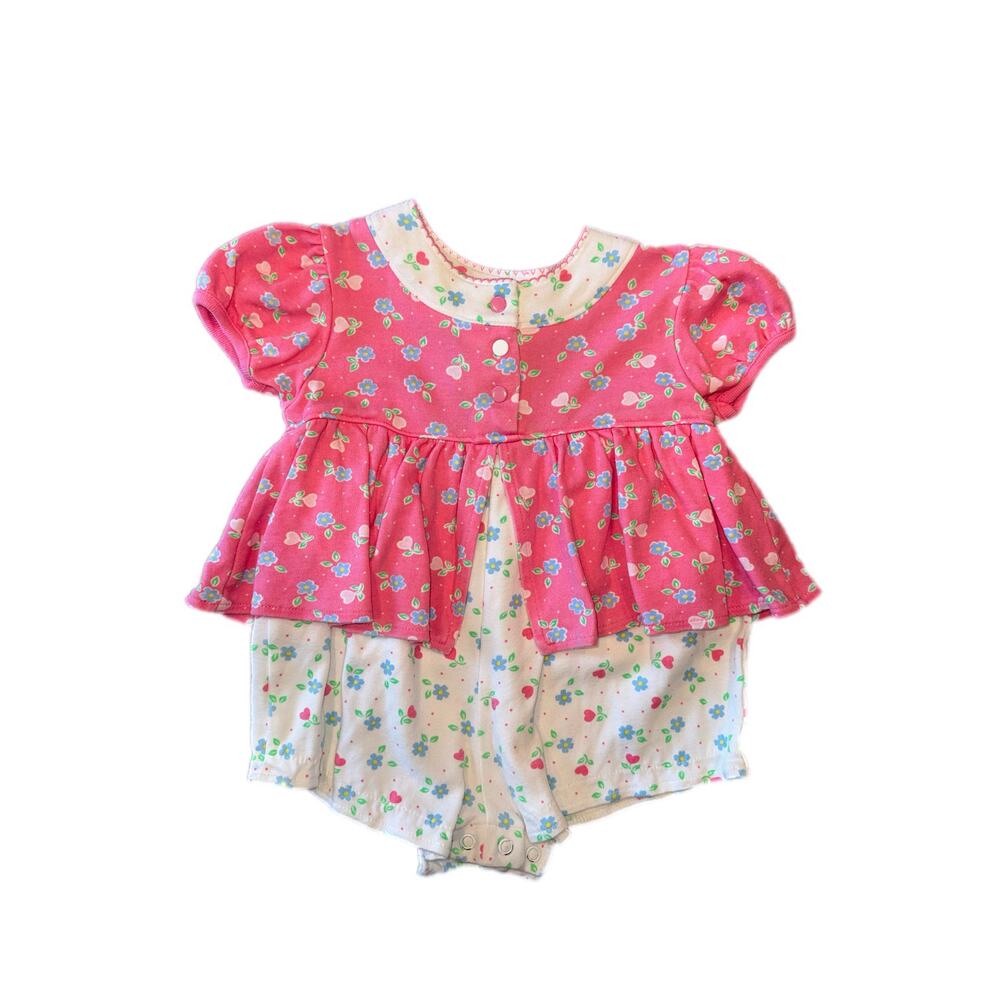 Vintage OshKosh (Baby B’Gosh) Pink and White Floral Romper Size 3-6 Months